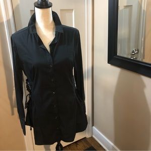 Venus Corset Button Down Shirt Black NWT (10)